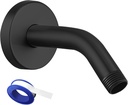 Voolan Shower Arm with Flange and Teflon Tape, Extension Shower Head Arm for Bathroom Fixed Shower Head, Solid Stainless Steel, Wall Mounted (6 Inch,Black)