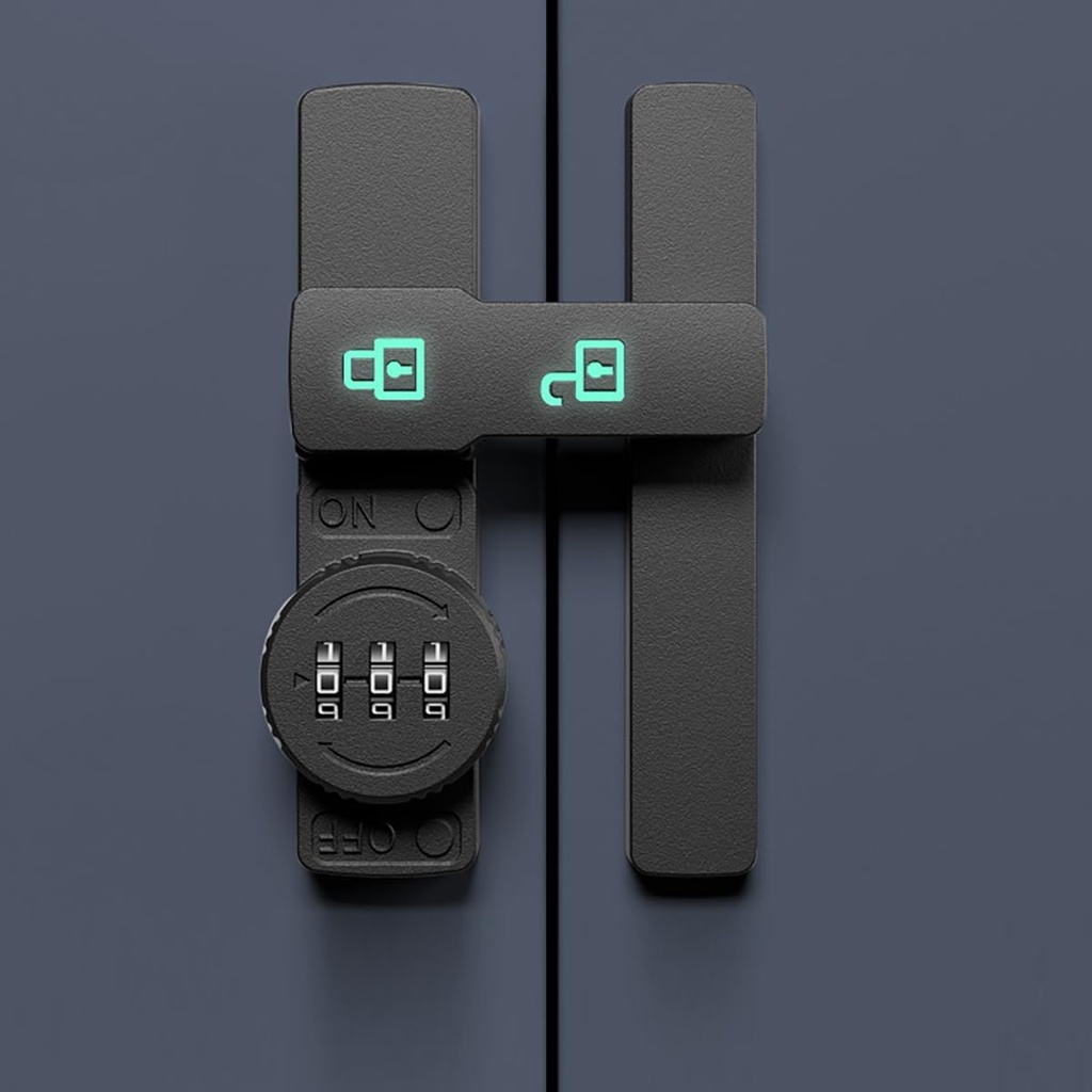 Password 180 Degree Lock Sliding barn Door Latch Right Angle Door Latch Luminous Code Latch ，Black