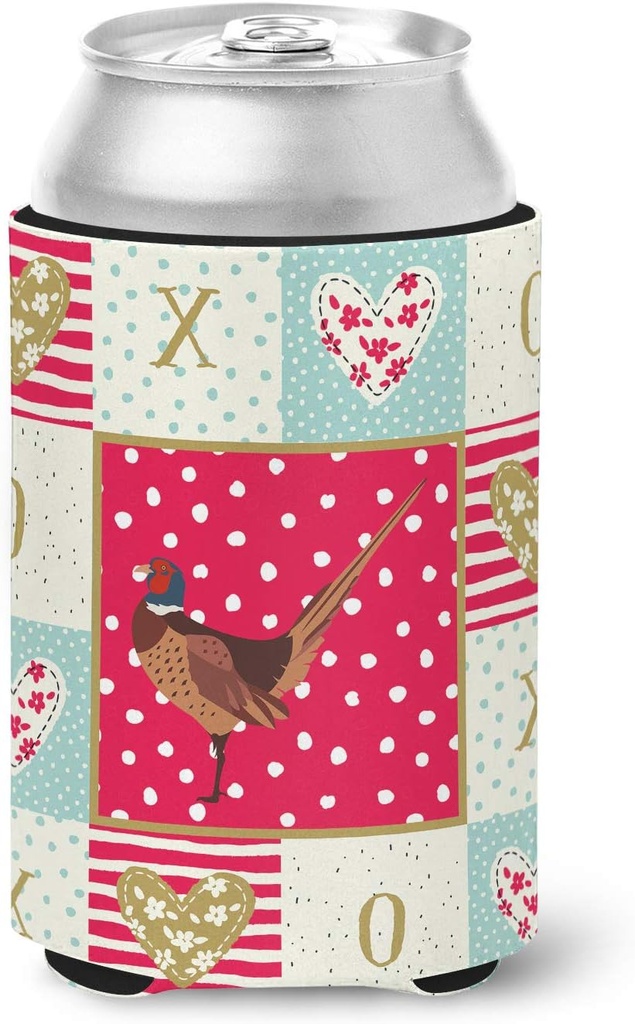 Caroline's Treasures CK5357CC Ring-Necked Common Pheasant Love Can or Bottle Hugger, Red Cooler Washable Drink Sleeve Collapsible Beverage Insulated Holder, Can Hugger, Multicolor