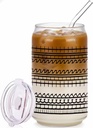 Physkoa Funny Hidden Message Glass Cup – 16oz Can Glass with Lid & Straw, Hilarious Christmas White Elephant Gift for Coffee Lovers, Coworkers, Men & Women
