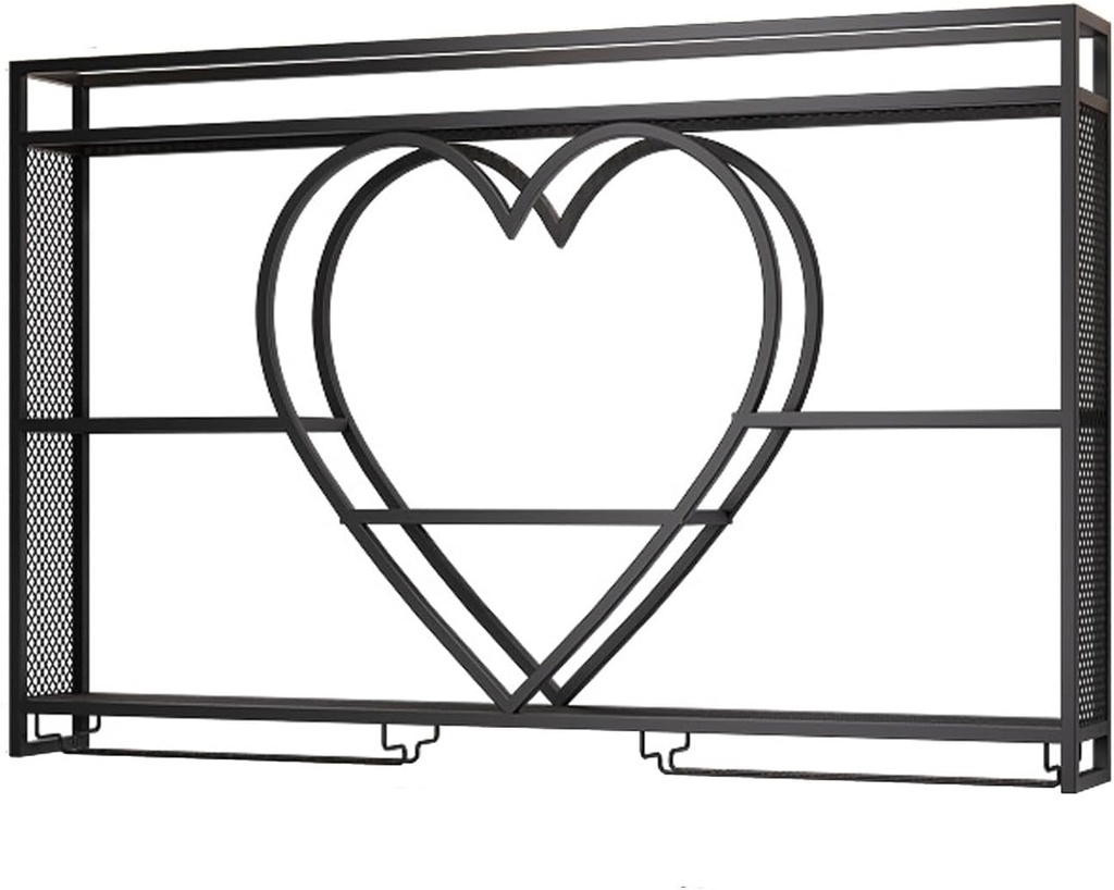 Modern Wine Rack Wall Mounted with Wine Glass Holder,Iron Bar Shelves,Hanging Bar Shelf,Liquor Bottle Display Shelf,Metal Wine Storage Racks for Home Bar n Decor Wine Cellar,Black/GOL