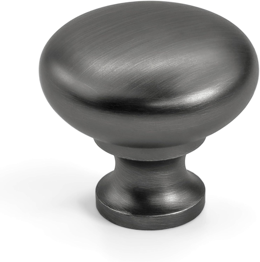 HESTIA HARDWARE 10 Pack 1-1/4 inch Diameter Pewter Round Zinc Cabinet Knobs for Kitchen Bathroom Closet Dresser Cabinets Cupboard (Z1.10.B)