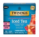 Twinings Strawberry & Raspberry Herbal Iced Tea, 72 Oversized Tea Bags, Makes 18 Pitchers or 144 Servings, Unsweetened, Naturally Caffeine-Free, 72 Count (Pack of 1)