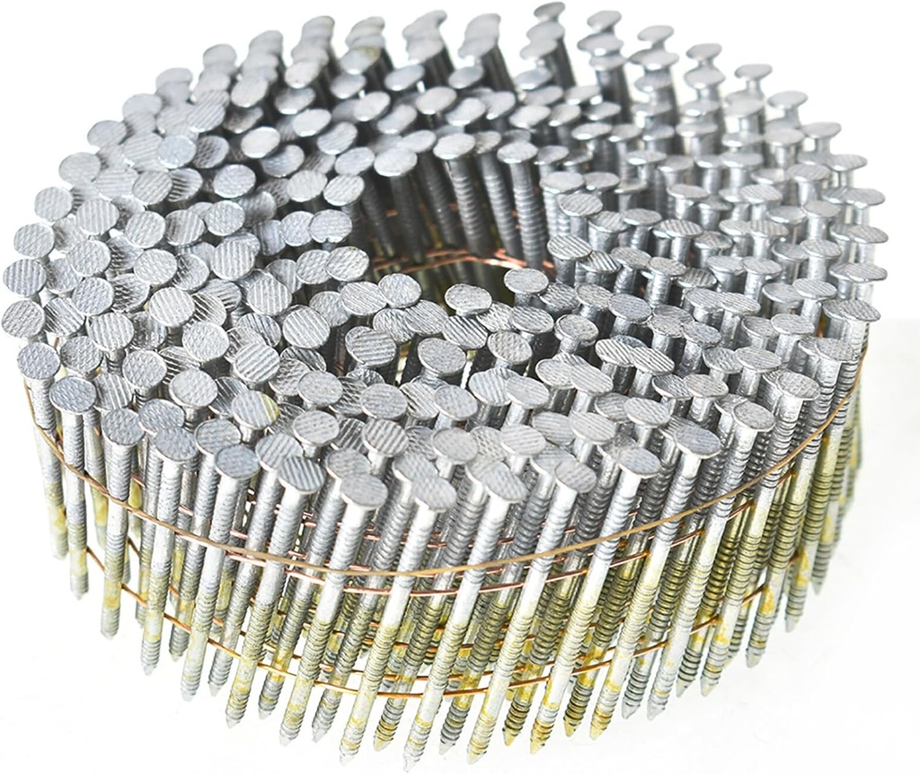 findmall 3600 Count Siding Nails 1-3/4 Inch by .092 Inch 15 Degree Ring Shank Hot-Dipped Galvanized Collated Wire Coil