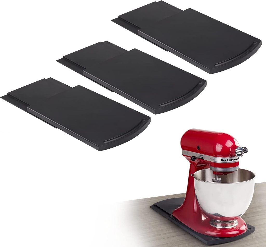Kitchen Appliance Sliding Tray, Compatible With Coffee Maker, Kitchen Aid Mixer, Blenders, Air Fryer, Juicer Parts Accessories Sliders for Coutertop with Rolling Wheels (3 Pack)