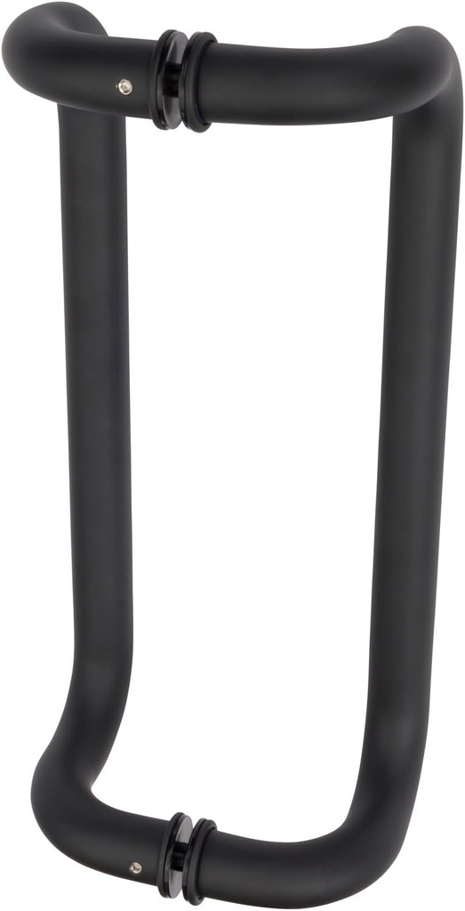 Rockwell Security Offset Back to Back Tempered Glass Mount or Aluminum Commercial Swing Door Pull Handle 12 inch in Black Finish