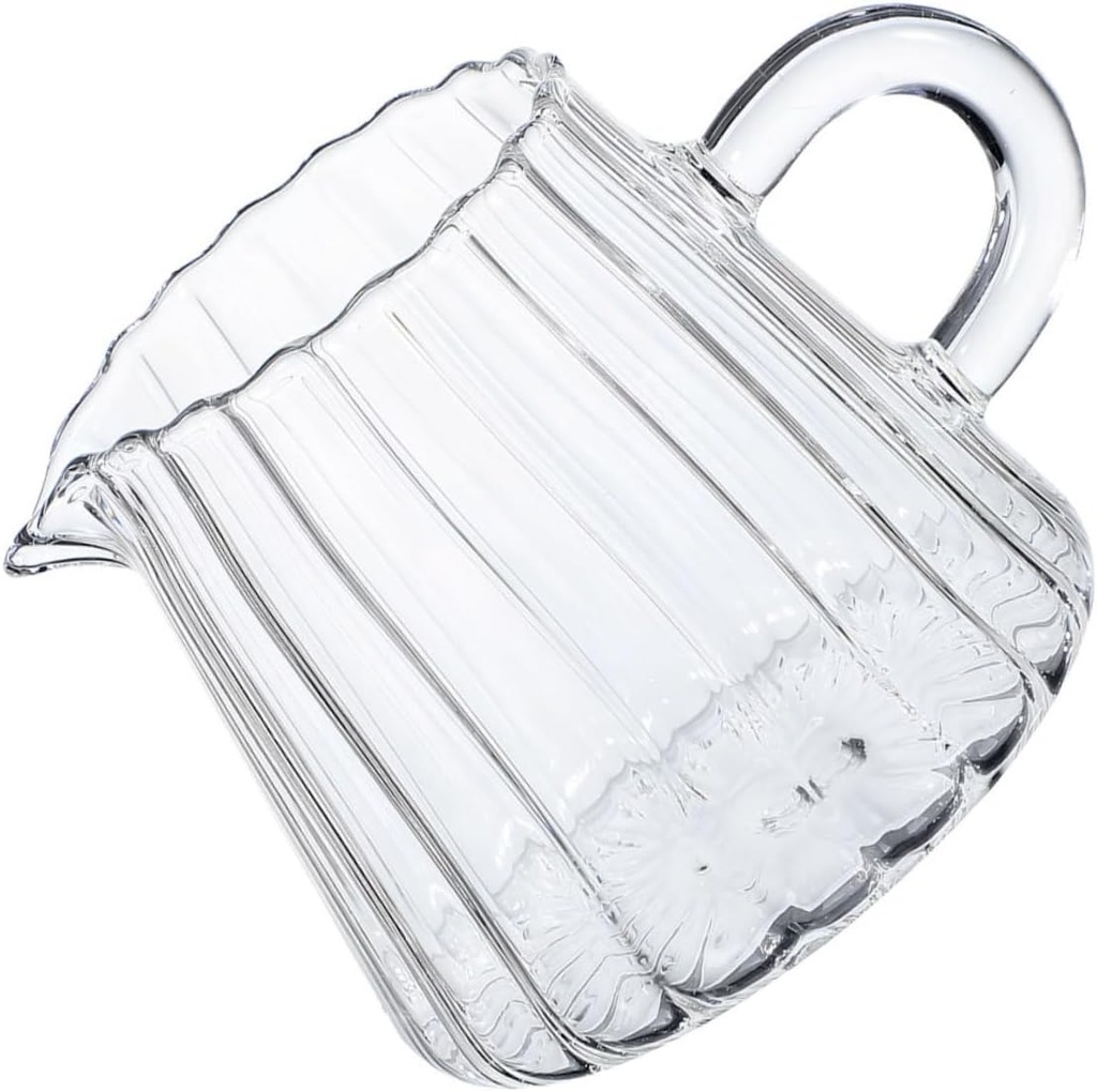 PRETYZOOM Small Glass Creamer Pitcher Transparent Pourer for Coffee and Tea Chic Vertical Stripe Design for Use
