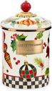 MACKENZIE-CHILDS Enamel Canister, Kitchen Storage Container with Lid, Medium, Deck the Halls
