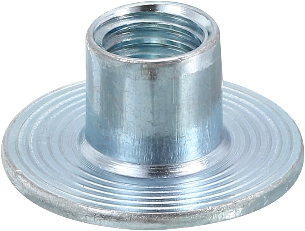 uxcell M8 T-Nuts, 24pcs Carbon Steel Tee Nut Round Base Weld Nuts 10mm Height Through Hole Flange Insert Female Thread Plate Nuts