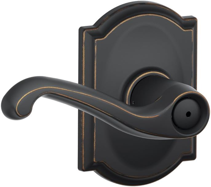 SCHLAGE F40 FLA 716 CAM Camelot Collection Flair Privacy Lever, Aged Bronze