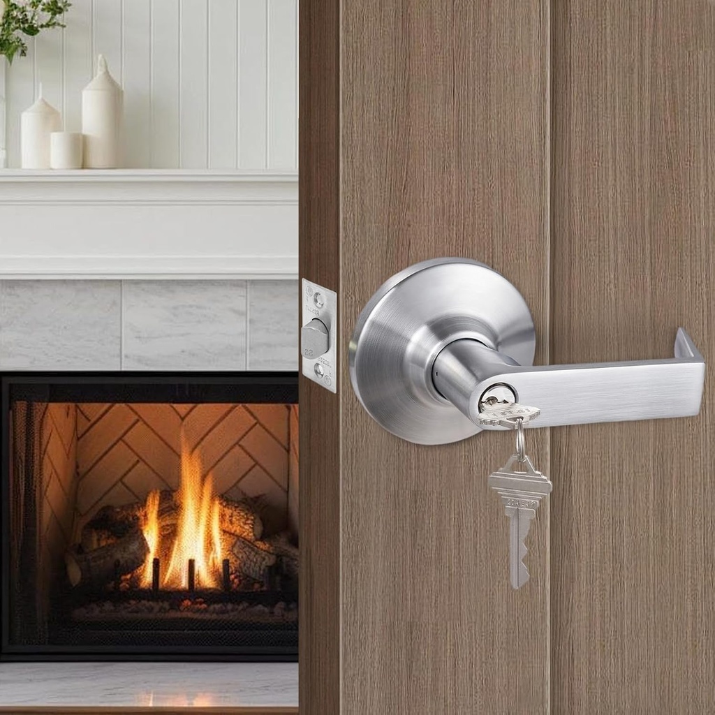 NEWBANG Grade 1 Commercial Heavy Duty Door Lever for Storeroom in Satin Chrome Finish,ADA UL Listed for 3-Hour fire Rating, Left and Right Handed, GRD1-74ST-1P