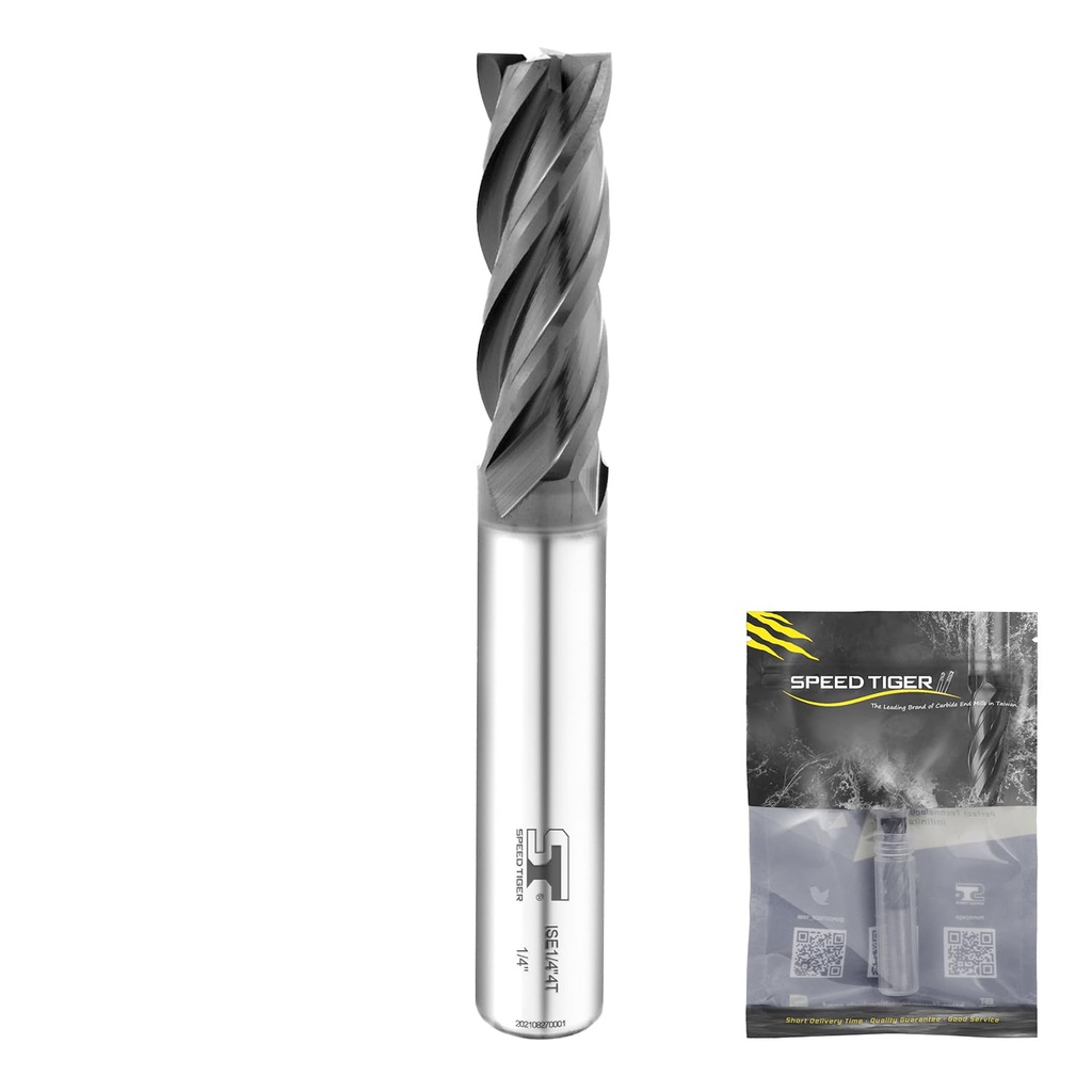 SPEED TIGER Micrograin Carbide Square End Mill - 4 Flute - ISE1/2 4T (1 Piece, 1/2") - for Milling Alloy Steels, Hardened Steel, Metal & More – Mill Bits Sets for DIYers & Professionals