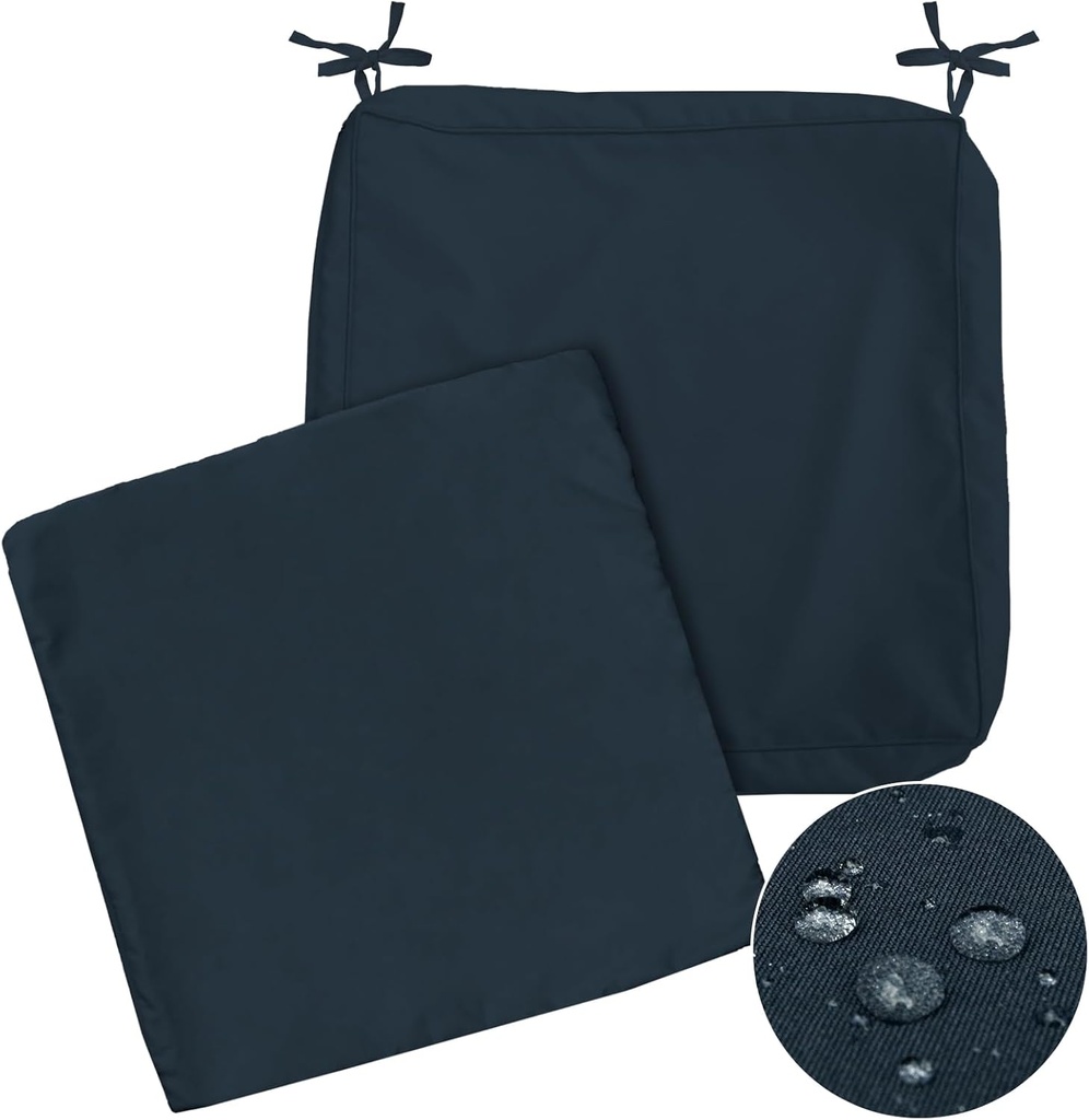 Outdoor Patio Seat Cushion Cover Replacement, 2Pcs Patio Furniture Cushions Slipcovers with Zipper, Anti-Slip Waterproof Patio Chair Cushion Cover for Garden and Backyard (24 * 24, Dark Blue)