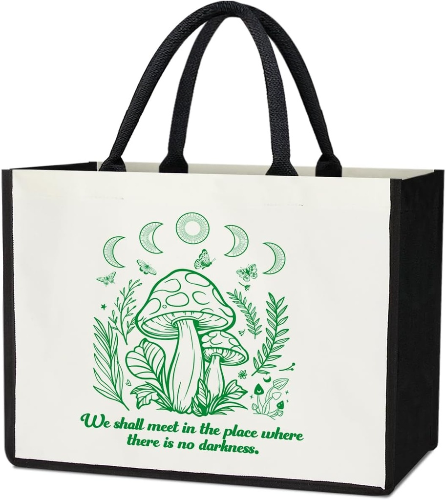 Yuansail Cute Mushroom Tote Bag, Personalized Present Bag for Women Friends, Shopping Bag Shoulder Bag Reusable Grocery Bag