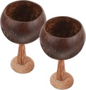 Amosfun 2pcs Coconut Shell Goblets Unique Party Wine Cups Stylish Novelty Cocktail Glasses for Tropical Celebrations Summer Parties
