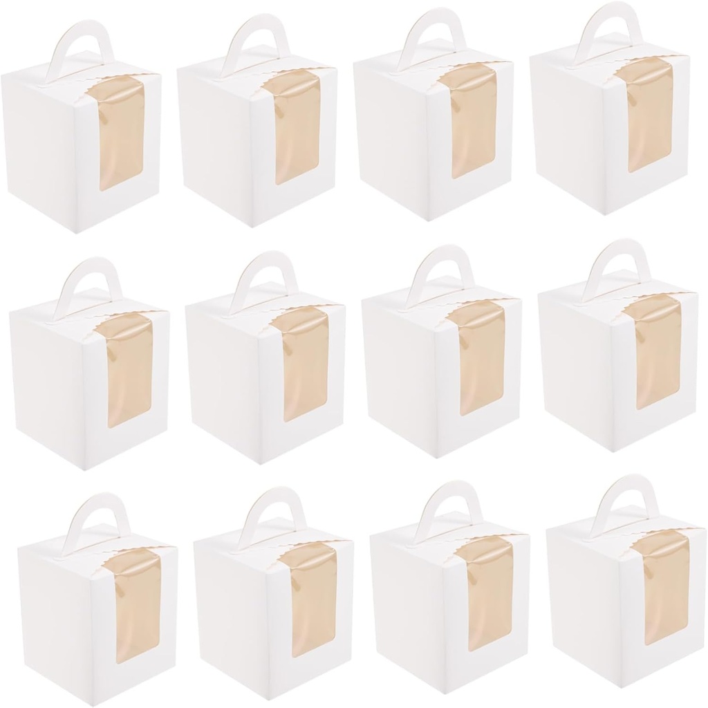 IMIKEYA Cupcake Boxes with Window Cake Packaging for Cookies and Pastries Easy Assemble Design for Weddings Birthdays and Desserts