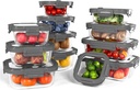 12-Pack Glass Containers with Tempered Lids – Borosilicate, Oven-Safe, Airtight, BPA-Free, Multi-Size for Meal Prep, Dishwasher Safe (Gray)