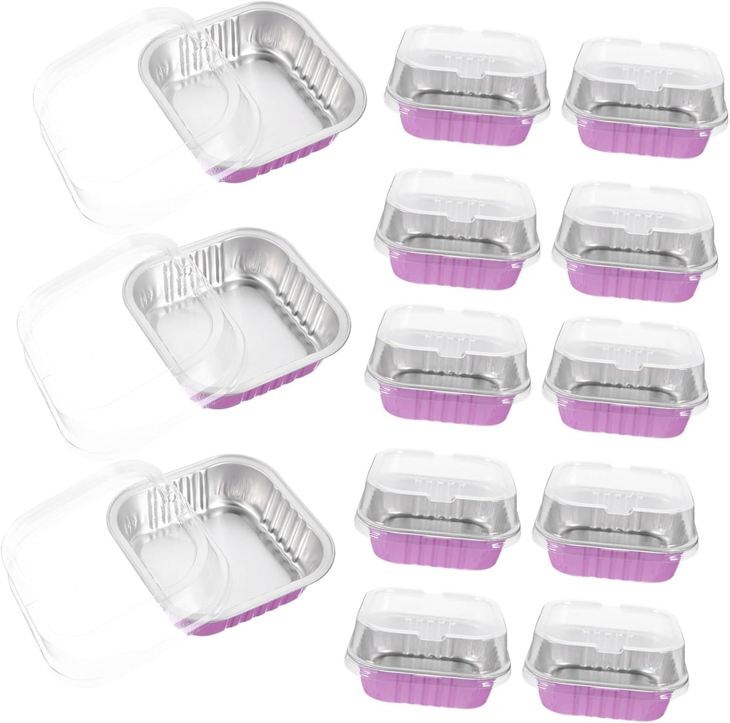 Alipis 20 Pack Aluminum Foil Cake Box Mold with Lids Baking Cups for Cupcakes Tiramisu Party Outdoor Use