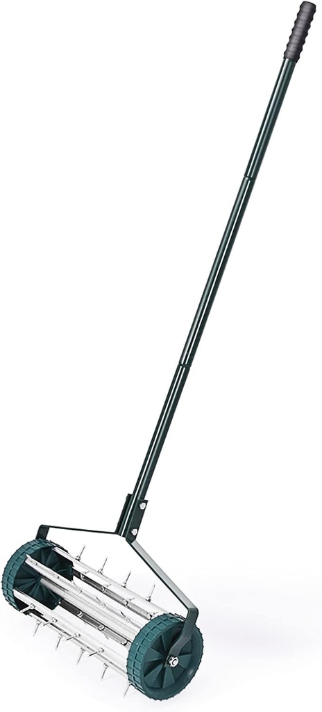 GYMAX Lawn Aerator, Rolling Aerator with Anti-Slip Handle & Tine Spikes, Push Plugger Aerator for Garden, Backyard Maintenance, Soil Grass Manual Aerator Tool (Basic)