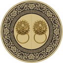 Door Knocker for Front Door Antique Animal Head Brass Round Retro Door Handle Home Door Ring Knocker(B,Dia 44cm)