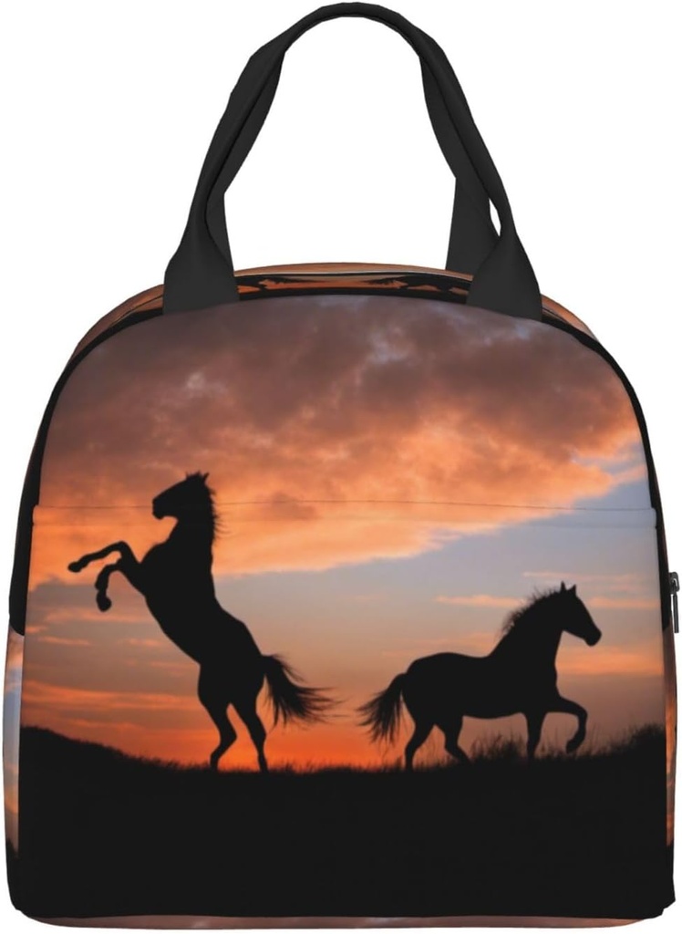 Sunset Horse Lunch Box - Insulated Lunch Bags for Kids Boys Girls Reusable Lunch Tote Bags, Perfect for School/Camping/Hiking/Picnic/Beach/Travel