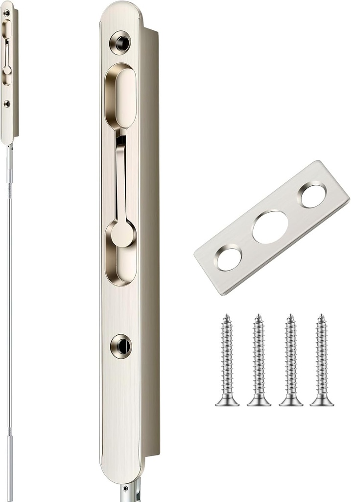 Blulu 1 Pcs 18 Inch Extended Flip Lever Flush Bolt for Double Door, Extra Long Heavy Duty French Door Locks Hardware (Satin Nickel)