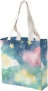 Canvas Tote Bag for Women Reusable Grocery Bag Stars Watercolor Sky Shopping Bags Casual Shoulder Bag Handbag