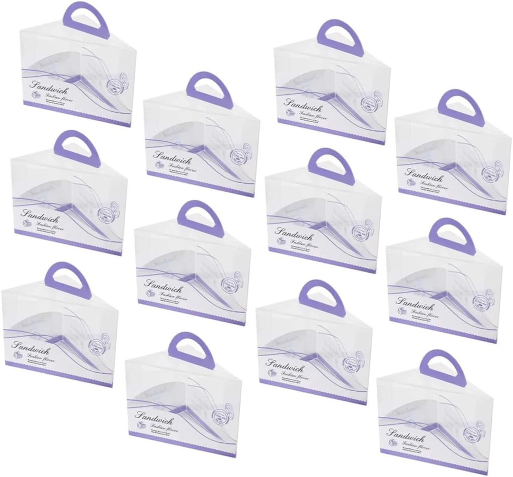 Wakauto 12pcs Portable Triangle Cake Box with Handle Food Grade Cake Carrier Leakproof Dessert Container for Birthday Shower Party Use