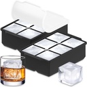 KitchFort Large Silicone Ice Cube Tray (2-Pack), Easy Release 2" Big Ice Cubes - Cocktail, Whiskey Ice Cubes Mold - Ice Trays for Freezer with Lid - Stackable Silicone Ice Tray - Black