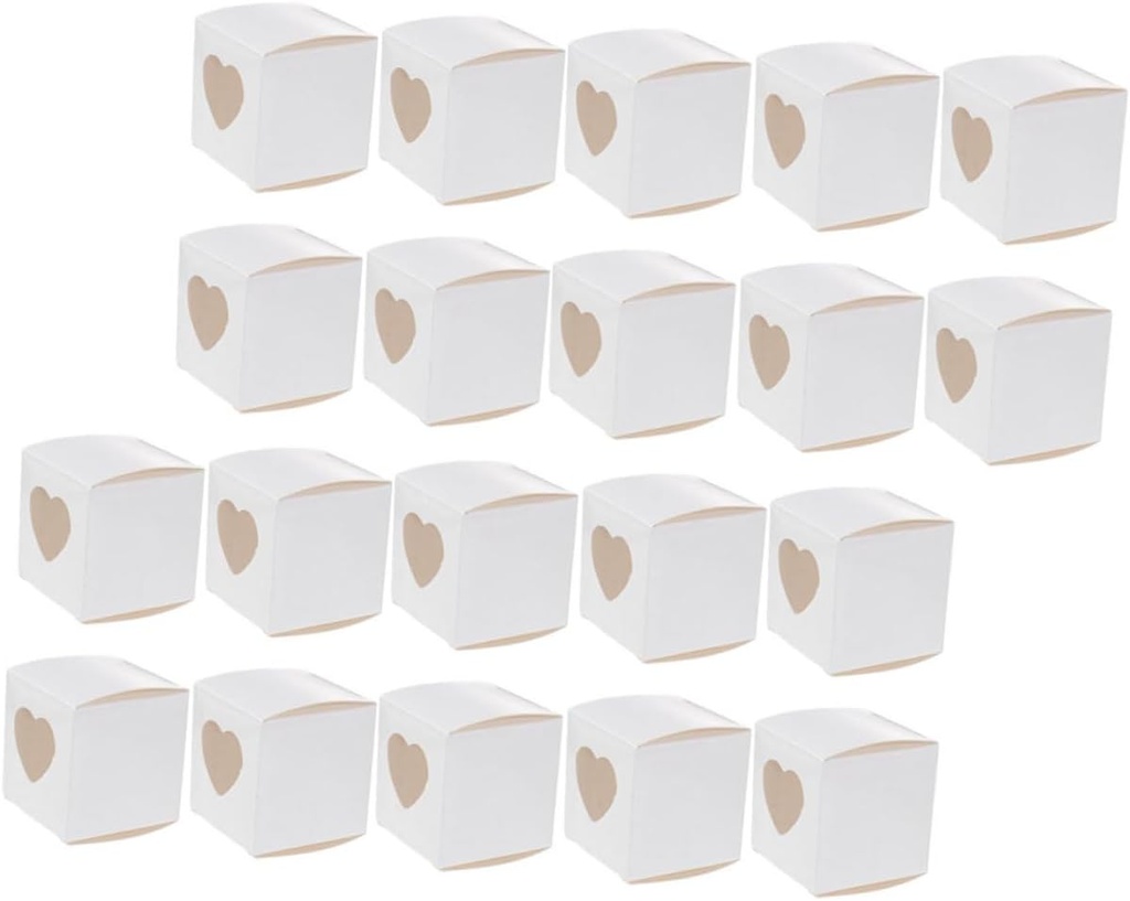 Heart Shape Window Cupcake Cases 20pcs Paper Boxes for Cookies Mini Pie Dessert Tart Storage