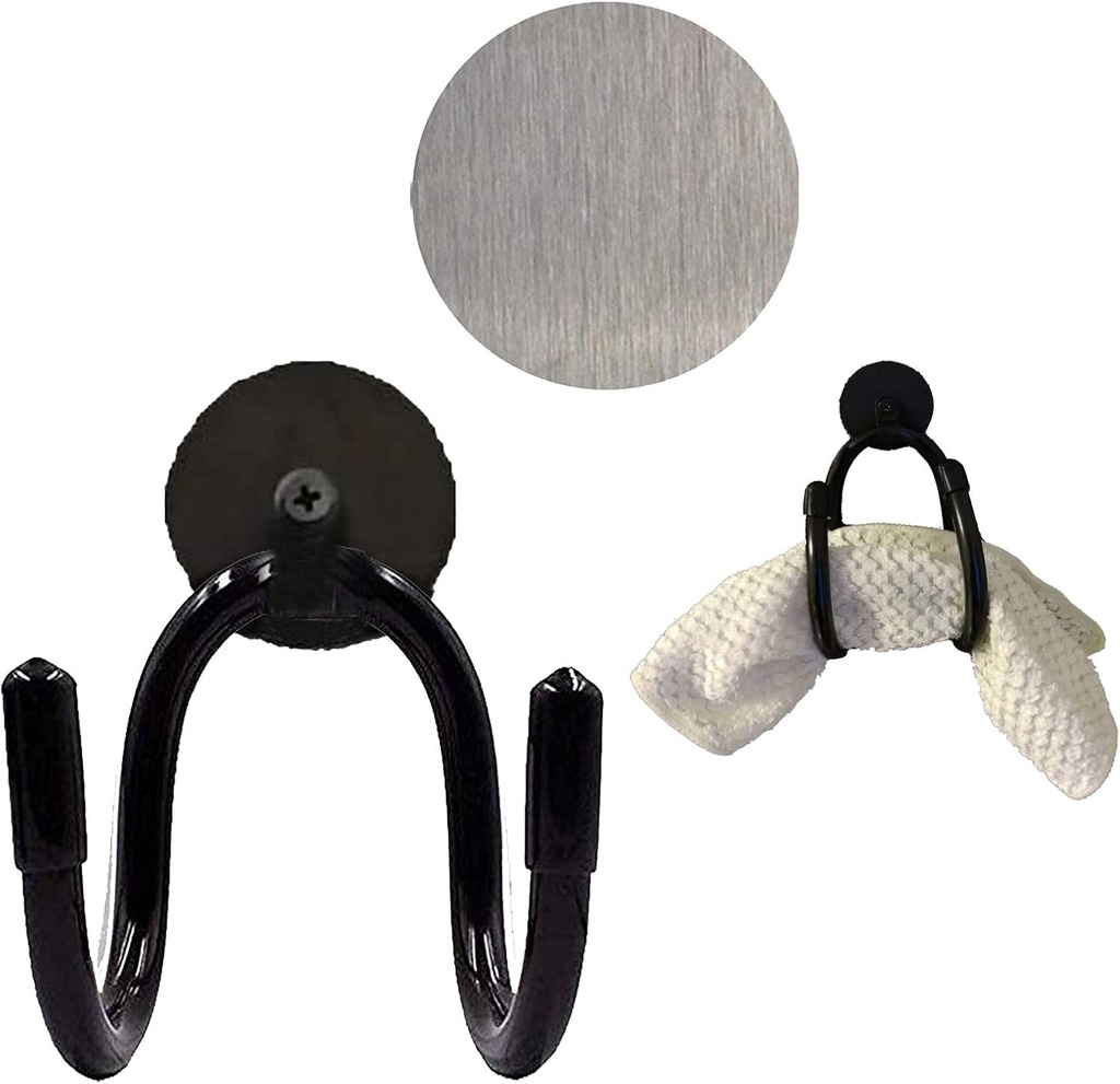 Adjustable Metal Magnetic Sink Caddy Hook - Dish Cloth & Towel Bar Holder - Great for Kitchen Sink, Refrigerator & Stove - Black