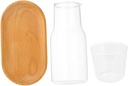 Cabilock Glass Water Carafe with Tray and Cup Japanese Style Kettle for Cold Beverages for Home and Office Use for Juice Iced Tea and More
