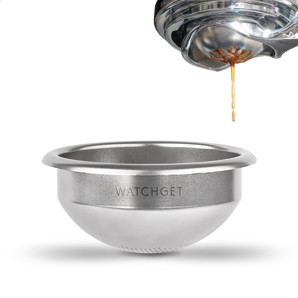 watchget 58mm Espresso Portafilter Basket 316 Stainless Steel Filter Basket Spherical Bottom Design for Even Espresso Extraction, Compatible with 58mm Espresso Machines