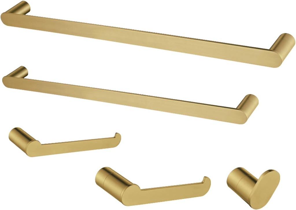 Kingston Brass BAHK6112478BB Dessau 5-Piece 18-Inch and 24-Inch Towel Bars Bathroom Accessory Set in Brushed Brass
