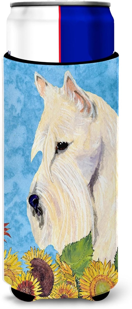 Scottish Terrier in Summer Flowers Ultra Beverage Insulators for slim cans