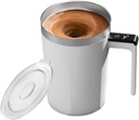 Coffee Mug Self-Stirring Electric Rechargeable, 316 Cup with Steel Stainless LCD Display Temperature, White, Type-C Charging, Ideal for Tea, Coffee, Hot Chocolate