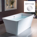 WOODBRIDGE 59" Acrylic Freestanding Bathtub Contemporary Soaking White Tub with Chrome Overflow and Drain，BTA1509 -C-Drain &O