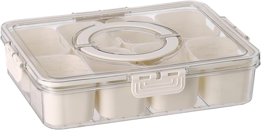 Divided Serving Tray with Lid and Handle Snack Platters Bento Boxes for Lunch Containers Storage Boxes Portable Candy Organizer for Fruits or Vegetables(White)