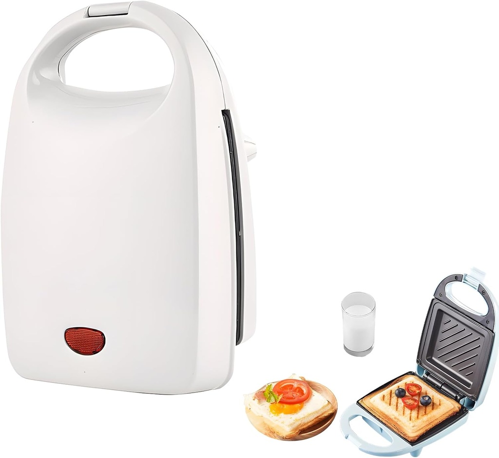 Multi-functional Breakfast Sandwich Maker, 2024 New Sandwich Maker with Non-stick Deep Grid Surface, Compact Electric Grill, Great Choice for Outdoor Camping (White)