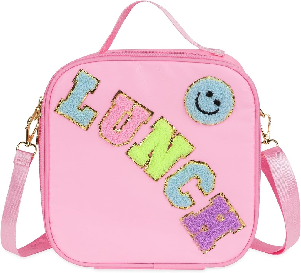 Linkidea Pink Cartoon Pattern Lunch Tote Bag for Kids, Portable Reusable Lunch Box Container Fits School, Picnic Use, Compatible with B.Box, Sunhanny, Pedeco, QQKO, Xgxn Lunch Box