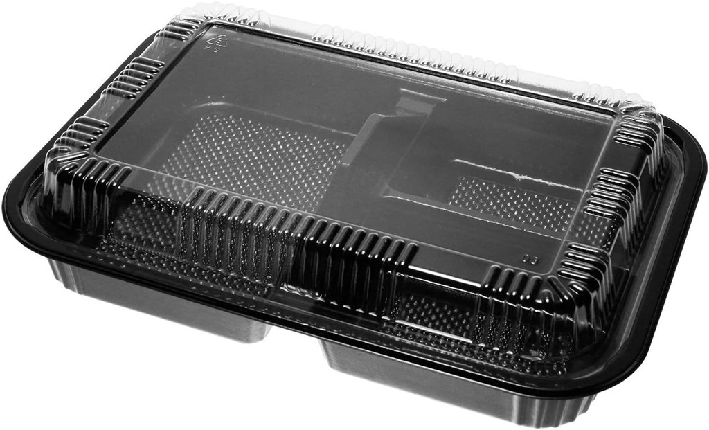 STI TogoTainer | 45/Pack 3-Compartments Togo Bento Box with Lids Portion Control Containers 9 x 6.3 Inch