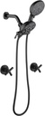 2 Handle Shower Faucet Shower System Complete 2 in 1 Shower Combo Set with Handheld Showerhead Shower Trim Kit Wall Mounted Shower Fixtures Matte Black