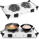 2000W Hot Plate,Portable Electric Stove Countertop Double Coil Burners W/5 Level Temperature Control & Stay Cool Handles, Easy to Clean, Lightweight Cast Iron Electric Stove for RV/Home/Camp 110V