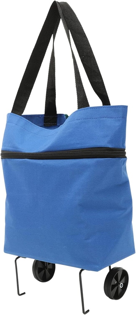 Collapsible Trolley Bag with Foldable Wheels Capacity Grocery Shopping Bag Adjustable Handles for Laundry and Groceries Royal Blue