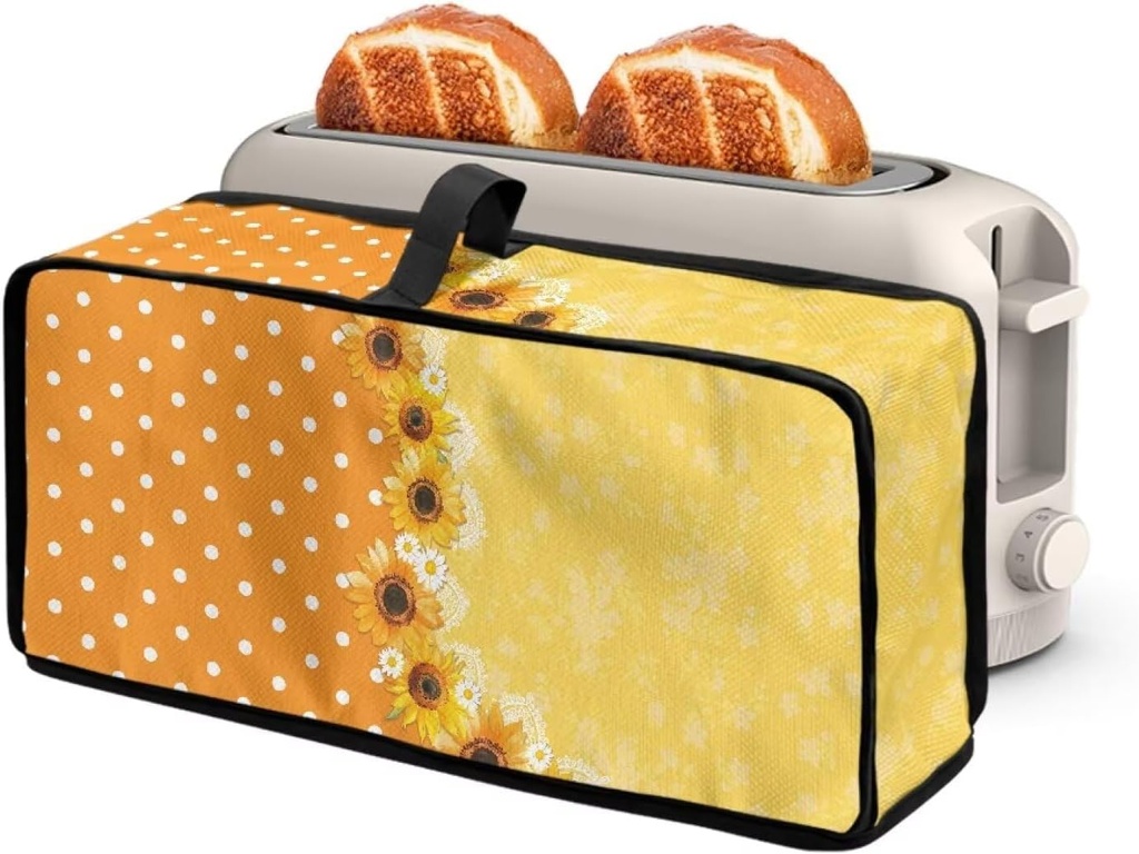 Toaster Cover Fits for Most Standard 2 Slice Compatible with Bella Toaster Slim Toasters Bread Machine Covers with top Handle - Sunflower