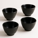 4 Pieces Japanese Cast Iron Tea Cup Set Handcrafted Ceramic Mugs with Fine Grinding Bottoms Chinese Kung Fu Tea Cup Blossom Teacup Handcraft Mugs Set