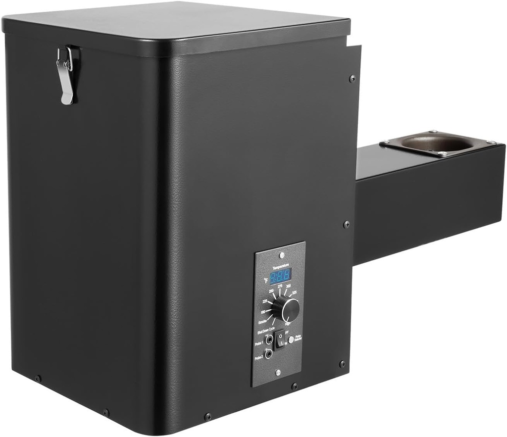 Pellet BBQ Smoker Hopper Assembly Kit, Electric Wood Pellet Smoker Grill Part with Digital Temperature Controller for Grill, Smoke, Bake, Roast and BBQ (Knob Type)