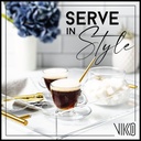 Vikko Glass Espresso Cups, 3.25 Ounce, Set of 2 Clear Glass Coffee Mugs, Durable Dishwasher Safe for Home Use