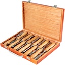 VEVOR Wood Chisel Sets 12pcs，Carving Hand Chisel 3-3/4Inch Blade Length with Red Eucalyptus Handle,Wood Tool Box