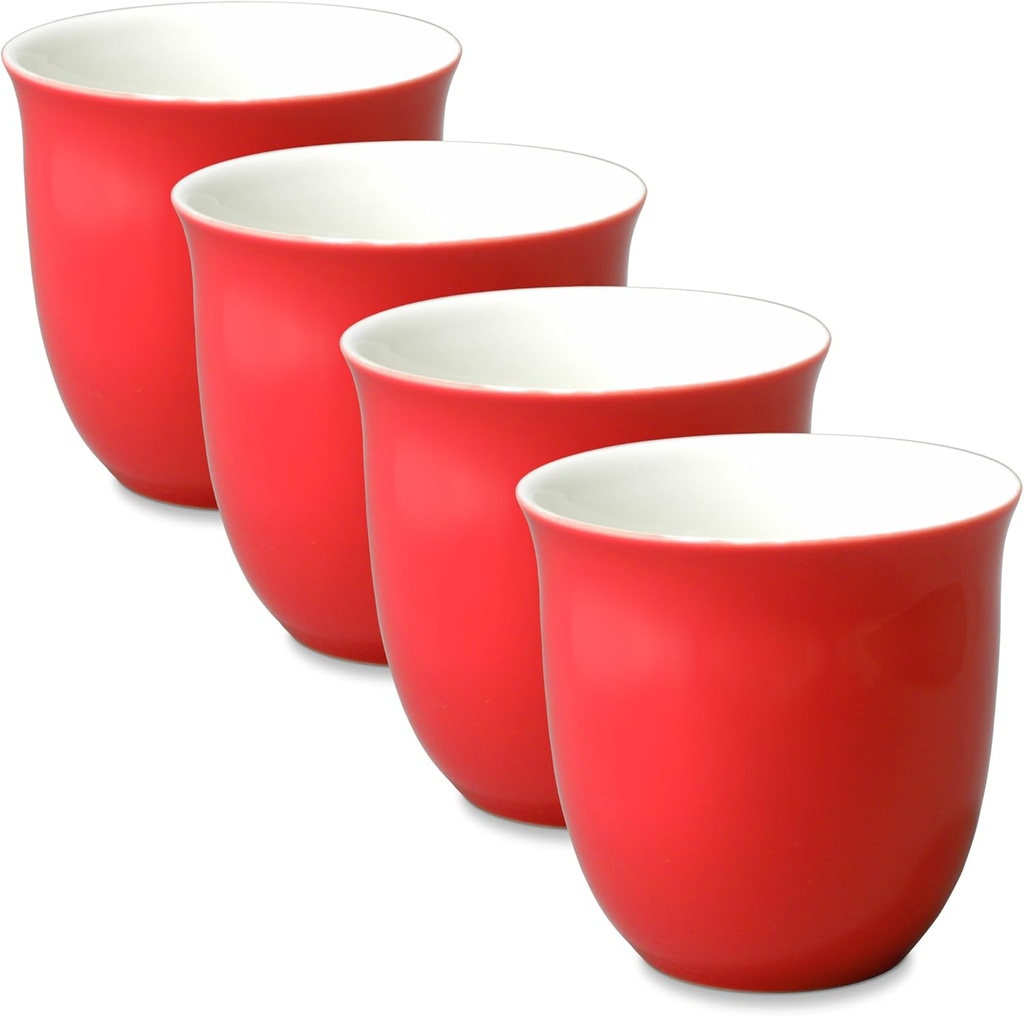 FORLIFE Japanese Teacup (Set of 4), 6.5 oz., Red